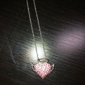 Heart with halo and angle wings necklace